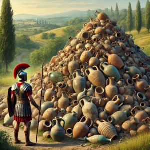 DALL·E 2024-11-14 20.20.15 - A highly realistic illustration depicting the use of waste materials in ancient Rome, specifically focusing on the practical example of a pile of brok