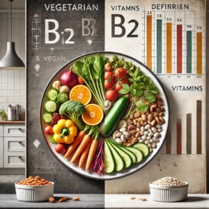DALL·E 2024-11-15 20.20.47 - A realistic illustration highlighting the debate about vegetarian and vegan diets and nutrient deficiencies. The image shows a split composition_ on o