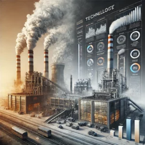 Ilustracja przedstawia porównanie tradycyjnych metod spalania produktów ropopochodnych, które generują toksyczne emisje, z nowoczesnymi technologiami oczyszczania spalin, które znacznie redukują zanieczyszczenia, podkreślając znaczenie innowacji technologicznych.