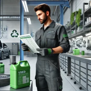 DALL·E 2024-11-21 10.19.42 - A highly realistic and modern industrial-style illustration of an automotive workshop where a male mechanic, Adam, is inspecting and analyzing used co